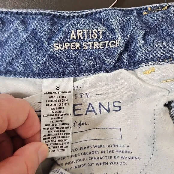 American Eagle Women’s Artist Cut Off Distressed Denim Shorts Size 8 - Picture 5 of 8